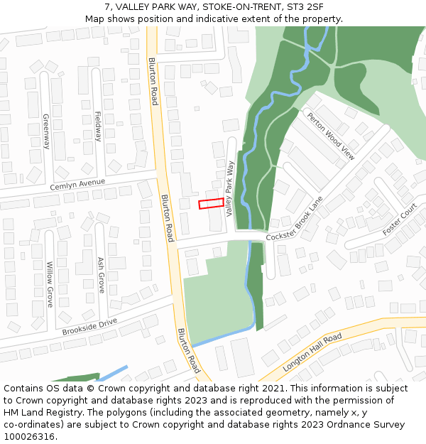 7, VALLEY PARK WAY, STOKE-ON-TRENT, ST3 2SF: Location map and indicative extent of plot