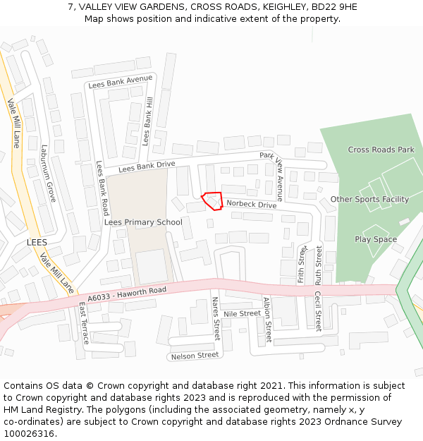 7, VALLEY VIEW GARDENS, CROSS ROADS, KEIGHLEY, BD22 9HE: Location map and indicative extent of plot