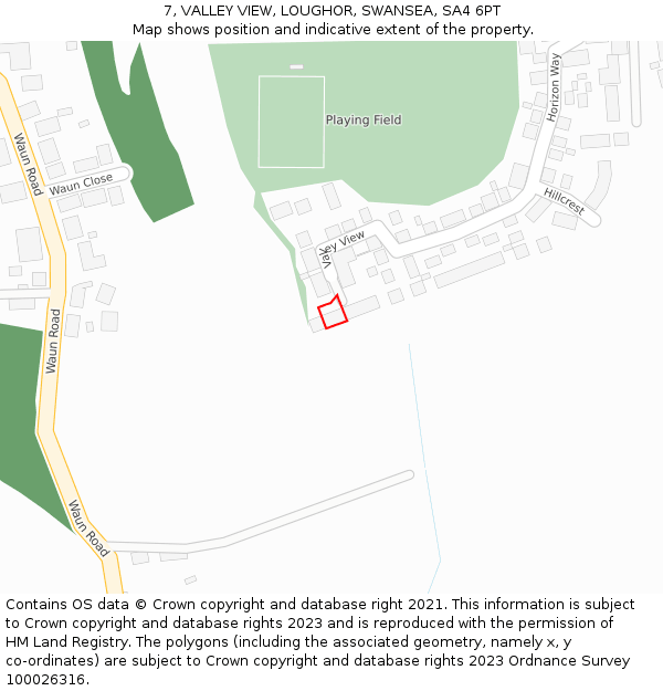 7, VALLEY VIEW, LOUGHOR, SWANSEA, SA4 6PT: Location map and indicative extent of plot