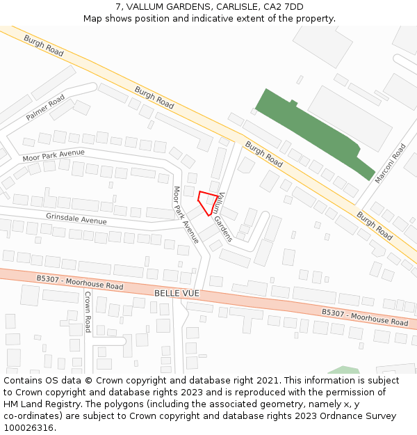 7, VALLUM GARDENS, CARLISLE, CA2 7DD: Location map and indicative extent of plot