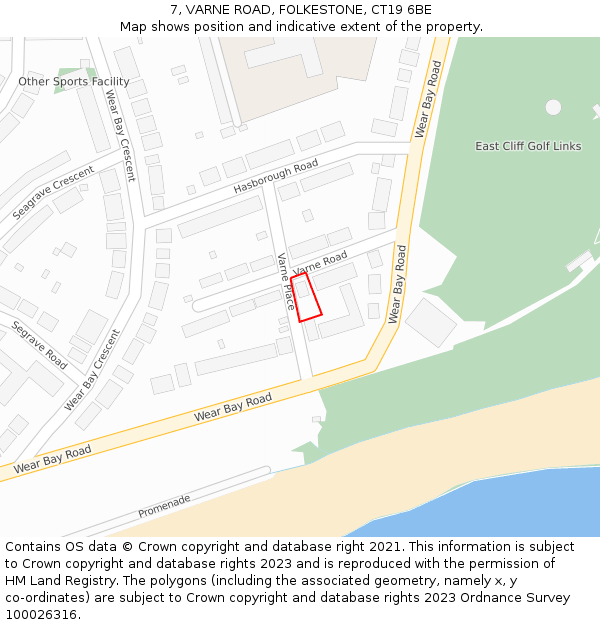 7, VARNE ROAD, FOLKESTONE, CT19 6BE: Location map and indicative extent of plot