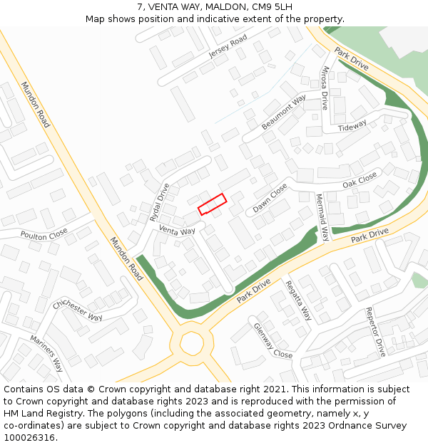 7, VENTA WAY, MALDON, CM9 5LH: Location map and indicative extent of plot