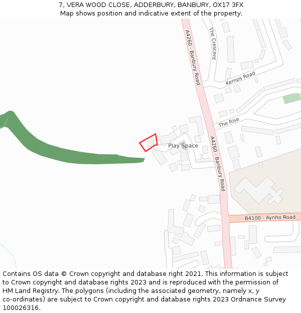 7, VERA WOOD CLOSE, ADDERBURY, BANBURY, OX17 3FX: Location map and indicative extent of plot