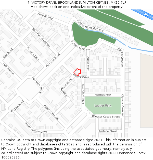 7, VICTORY DRIVE, BROOKLANDS, MILTON KEYNES, MK10 7LF: Location map and indicative extent of plot