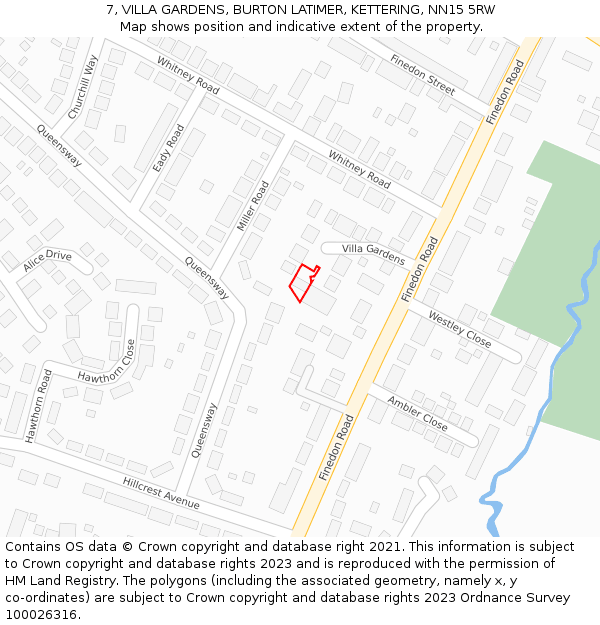 7, VILLA GARDENS, BURTON LATIMER, KETTERING, NN15 5RW: Location map and indicative extent of plot