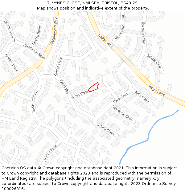 7, VYNES CLOSE, NAILSEA, BRISTOL, BS48 2SJ: Location map and indicative extent of plot