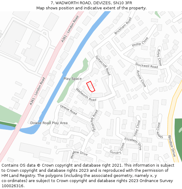 7, WADWORTH ROAD, DEVIZES, SN10 3FR: Location map and indicative extent of plot