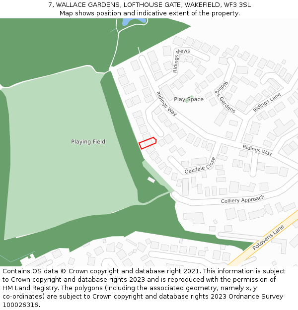 7, WALLACE GARDENS, LOFTHOUSE GATE, WAKEFIELD, WF3 3SL: Location map and indicative extent of plot