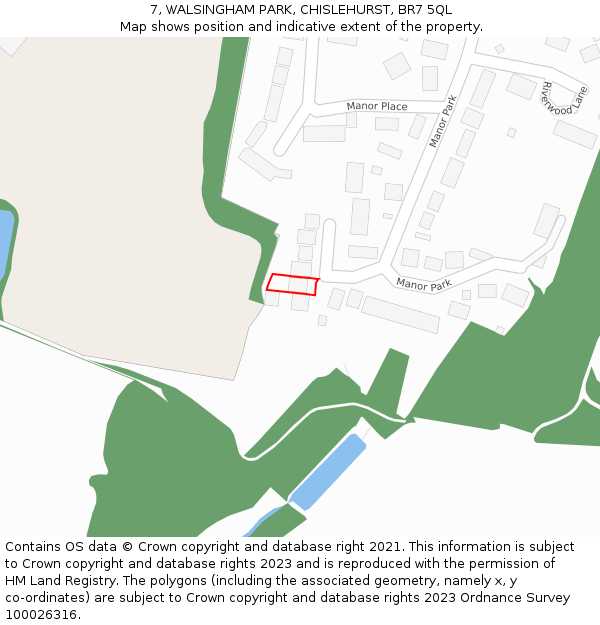 7, WALSINGHAM PARK, CHISLEHURST, BR7 5QL: Location map and indicative extent of plot