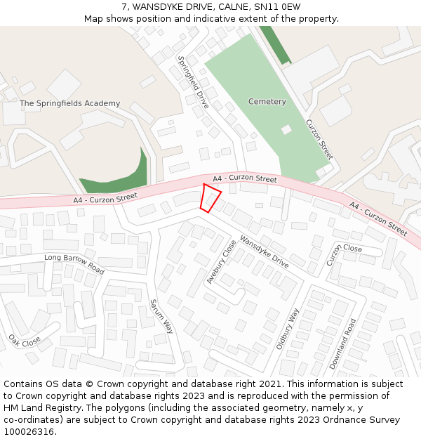 7, WANSDYKE DRIVE, CALNE, SN11 0EW: Location map and indicative extent of plot