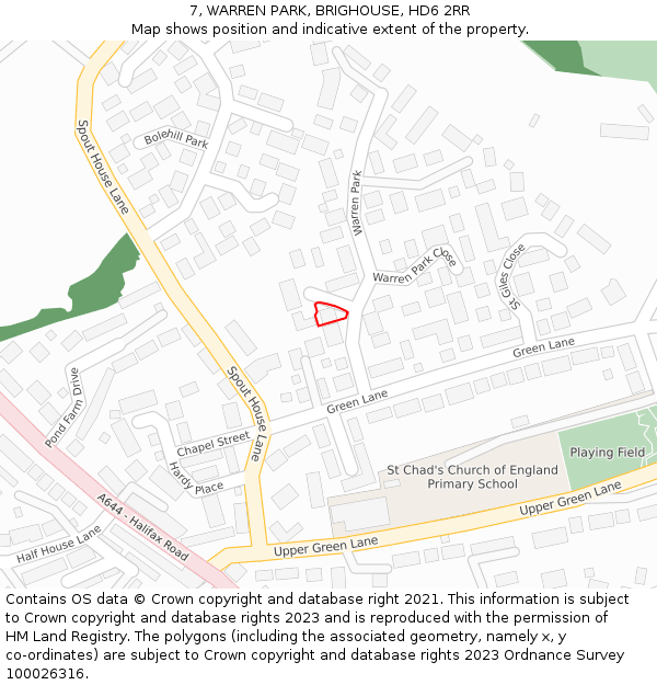 7, WARREN PARK, BRIGHOUSE, HD6 2RR: Location map and indicative extent of plot