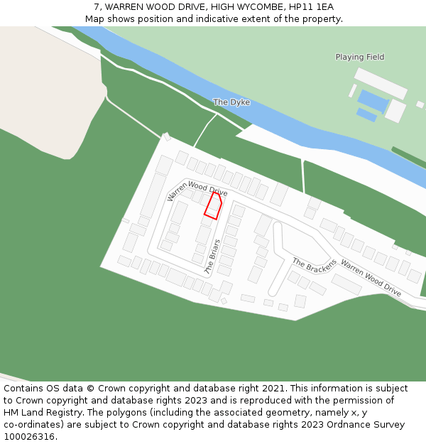 7, WARREN WOOD DRIVE, HIGH WYCOMBE, HP11 1EA: Location map and indicative extent of plot