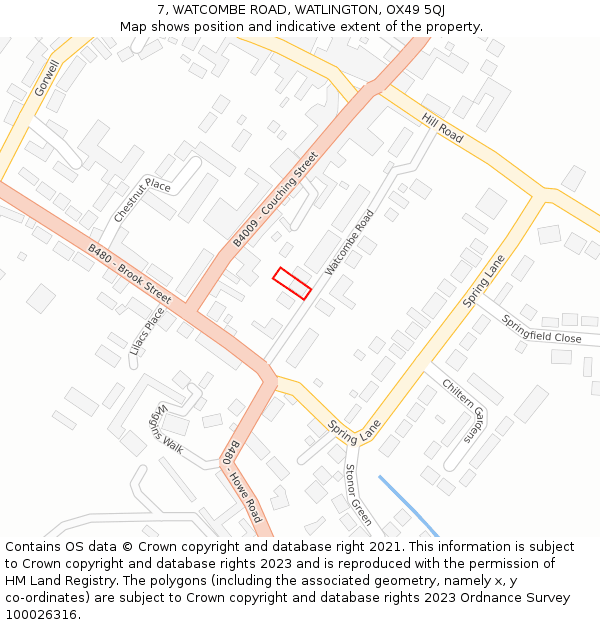 7, WATCOMBE ROAD, WATLINGTON, OX49 5QJ: Location map and indicative extent of plot