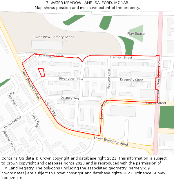 7, WATER MEADOW LANE, SALFORD, M7 1AR: Location map and indicative extent of plot