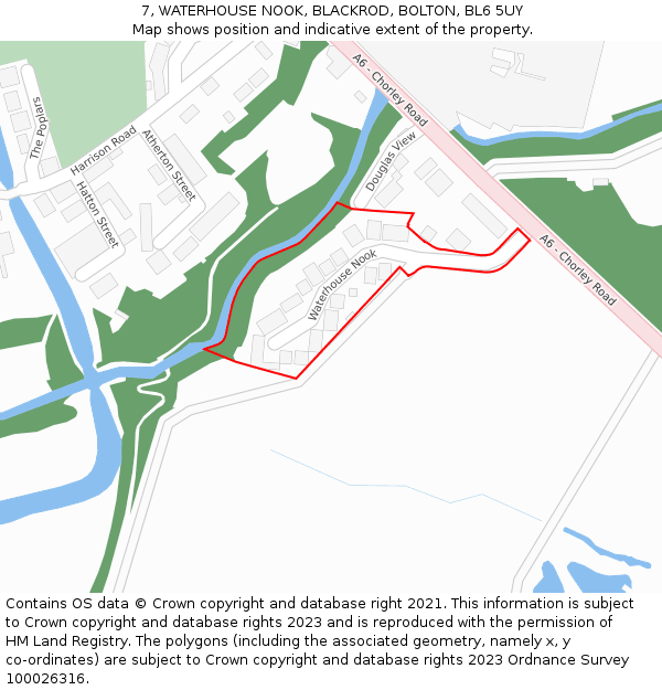 7, WATERHOUSE NOOK, BLACKROD, BOLTON, BL6 5UY: Location map and indicative extent of plot