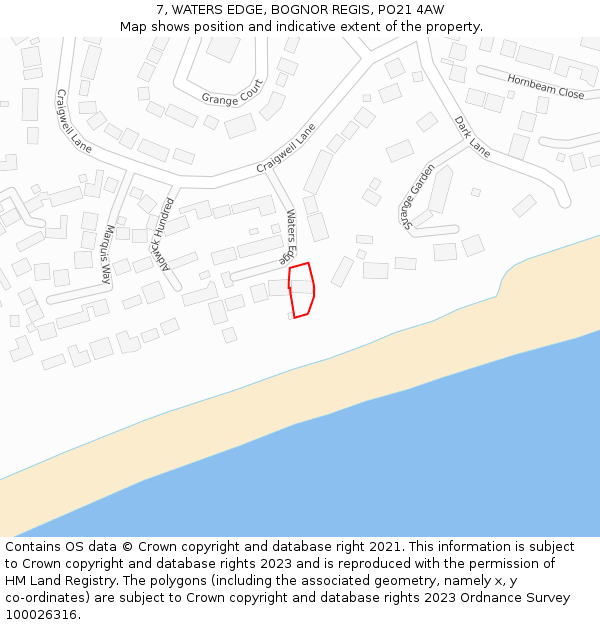 7, WATERS EDGE, BOGNOR REGIS, PO21 4AW: Location map and indicative extent of plot