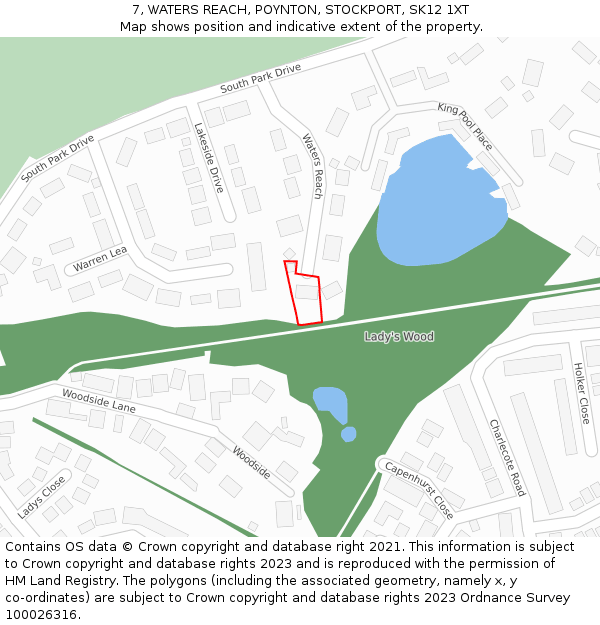 7, WATERS REACH, POYNTON, STOCKPORT, SK12 1XT: Location map and indicative extent of plot