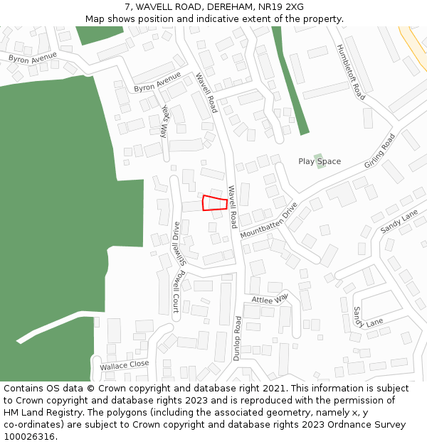 7, WAVELL ROAD, DEREHAM, NR19 2XG: Location map and indicative extent of plot