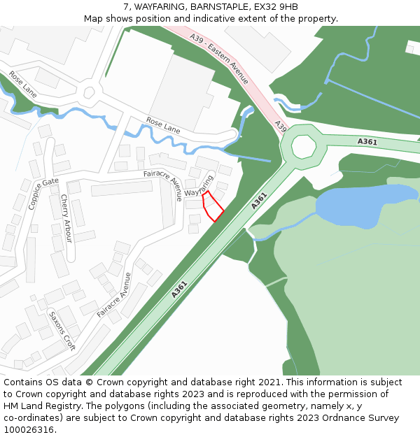 7, WAYFARING, BARNSTAPLE, EX32 9HB: Location map and indicative extent of plot