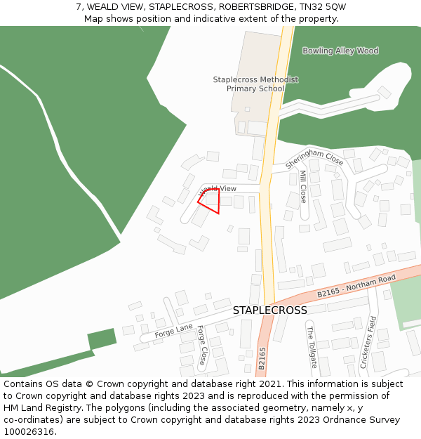 7, WEALD VIEW, STAPLECROSS, ROBERTSBRIDGE, TN32 5QW: Location map and indicative extent of plot