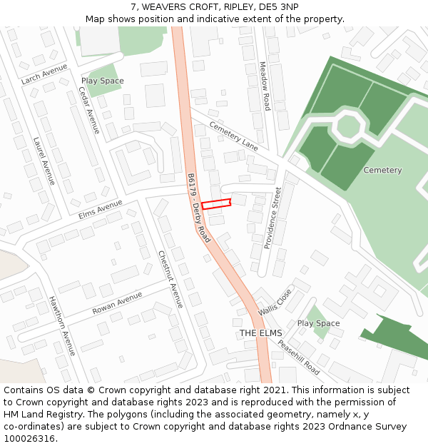 7, WEAVERS CROFT, RIPLEY, DE5 3NP: Location map and indicative extent of plot