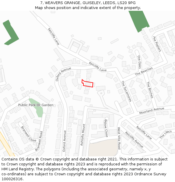 7, WEAVERS GRANGE, GUISELEY, LEEDS, LS20 9PG: Location map and indicative extent of plot