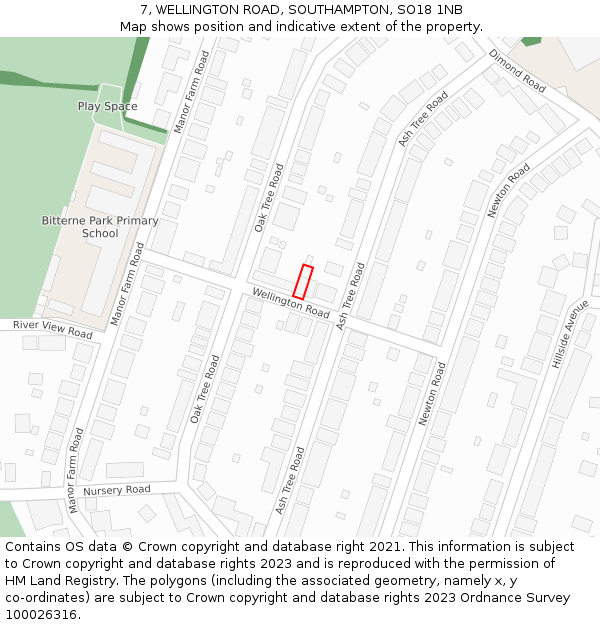 7, WELLINGTON ROAD, SOUTHAMPTON, SO18 1NB: Location map and indicative extent of plot