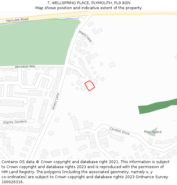 7, WELLSPRING PLACE, PLYMOUTH, PL9 8GN: Location map and indicative extent of plot