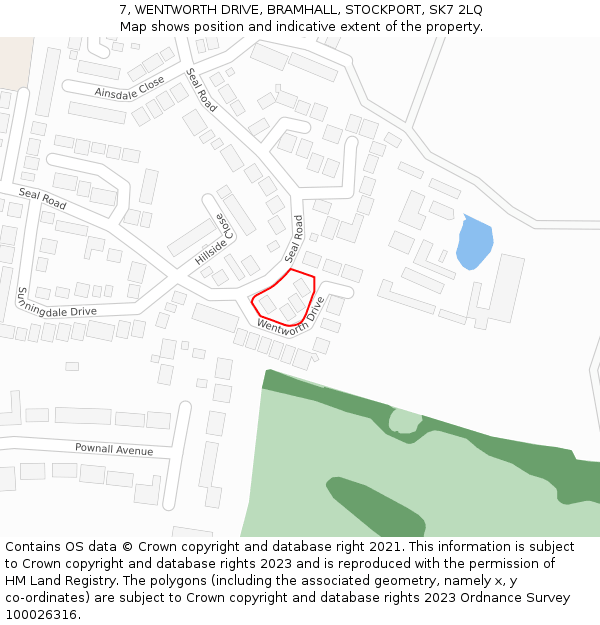 7, WENTWORTH DRIVE, BRAMHALL, STOCKPORT, SK7 2LQ: Location map and indicative extent of plot