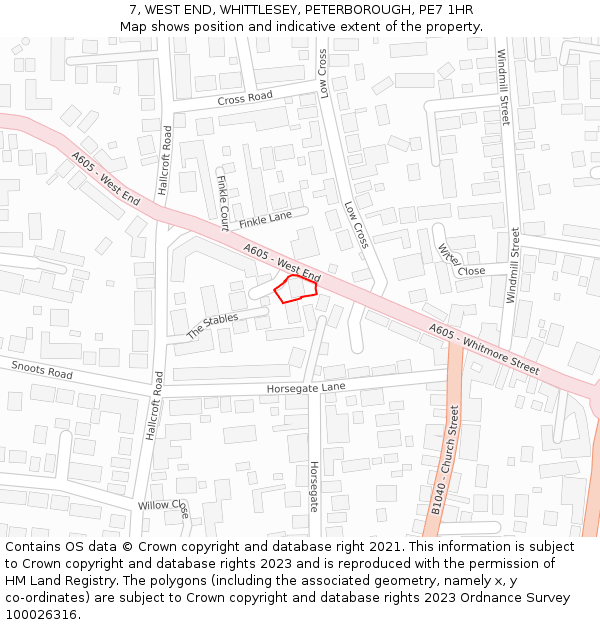7, WEST END, WHITTLESEY, PETERBOROUGH, PE7 1HR: Location map and indicative extent of plot