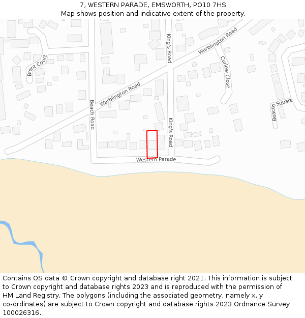 7, WESTERN PARADE, EMSWORTH, PO10 7HS: Location map and indicative extent of plot