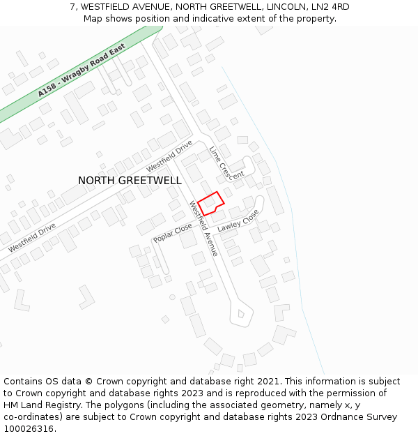 7, WESTFIELD AVENUE, NORTH GREETWELL, LINCOLN, LN2 4RD: Location map and indicative extent of plot