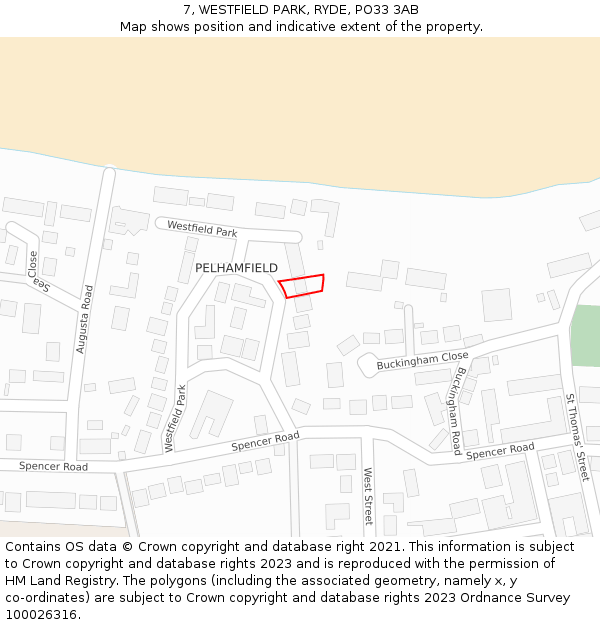 7, WESTFIELD PARK, RYDE, PO33 3AB: Location map and indicative extent of plot