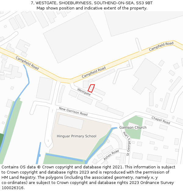 7, WESTGATE, SHOEBURYNESS, SOUTHEND-ON-SEA, SS3 9BT: Location map and indicative extent of plot