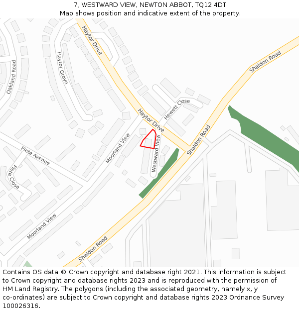 7, WESTWARD VIEW, NEWTON ABBOT, TQ12 4DT: Location map and indicative extent of plot