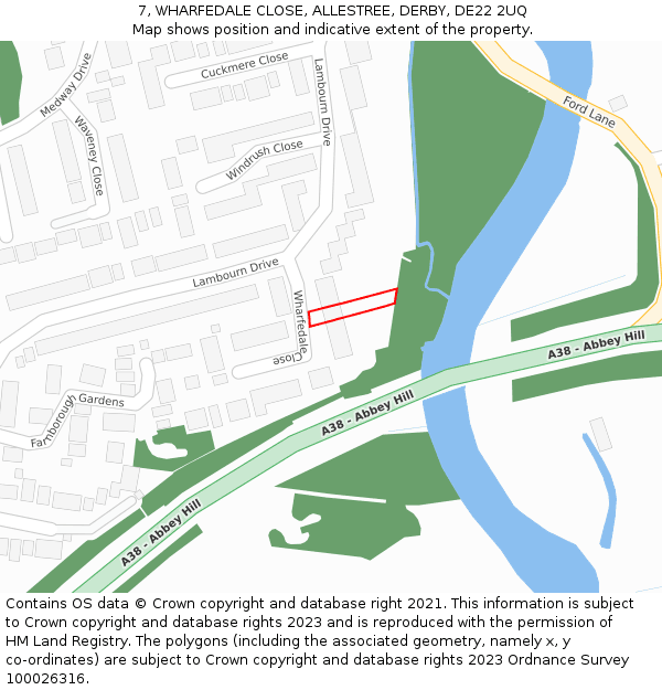 7, WHARFEDALE CLOSE, ALLESTREE, DERBY, DE22 2UQ: Location map and indicative extent of plot