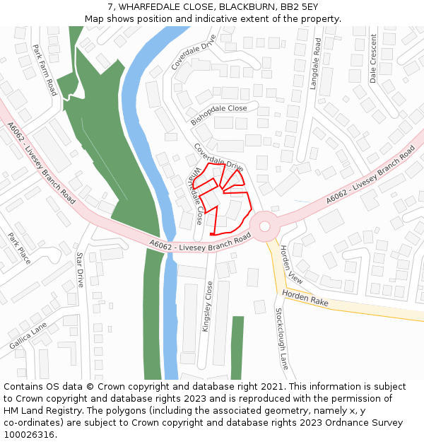 7, WHARFEDALE CLOSE, BLACKBURN, BB2 5EY: Location map and indicative extent of plot