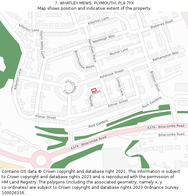 7, WHATLEY MEWS, PLYMOUTH, PL9 7FX: Location map and indicative extent of plot