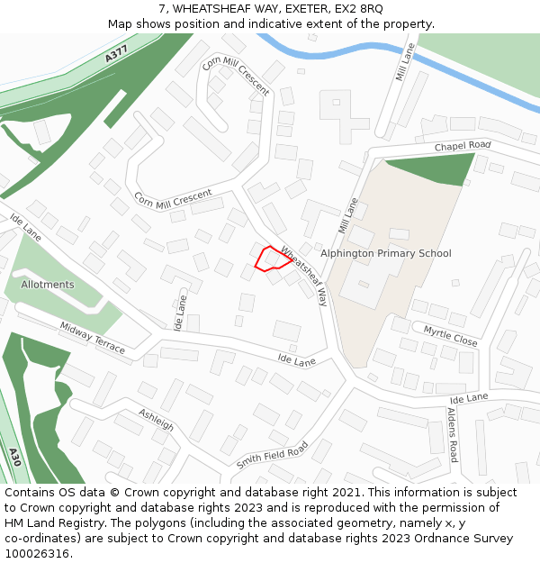 7, WHEATSHEAF WAY, EXETER, EX2 8RQ: Location map and indicative extent of plot