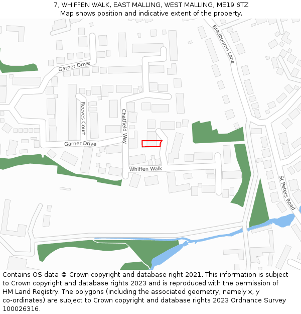 7, WHIFFEN WALK, EAST MALLING, WEST MALLING, ME19 6TZ: Location map and indicative extent of plot