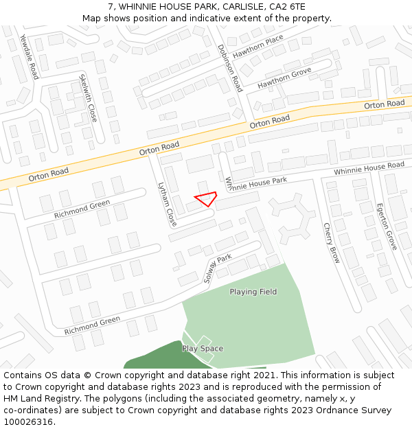 7, WHINNIE HOUSE PARK, CARLISLE, CA2 6TE: Location map and indicative extent of plot