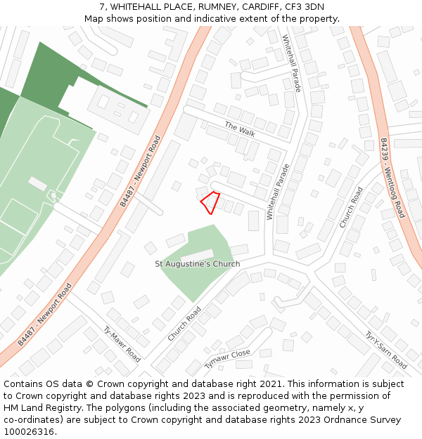 7, WHITEHALL PLACE, RUMNEY, CARDIFF, CF3 3DN: Location map and indicative extent of plot