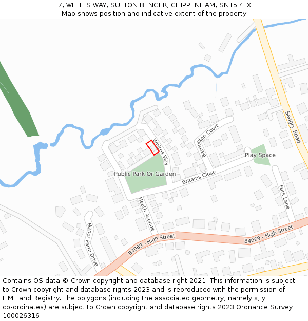 7, WHITES WAY, SUTTON BENGER, CHIPPENHAM, SN15 4TX: Location map and indicative extent of plot