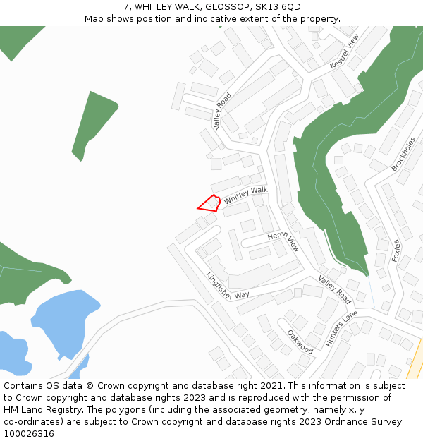 7, WHITLEY WALK, GLOSSOP, SK13 6QD: Location map and indicative extent of plot