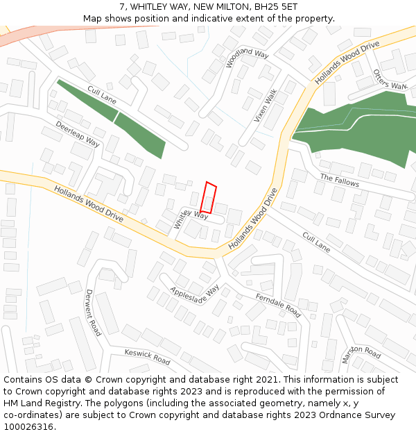 7, WHITLEY WAY, NEW MILTON, BH25 5ET: Location map and indicative extent of plot