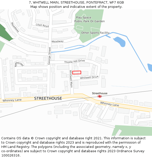 7, WHITWELL MAIN, STREETHOUSE, PONTEFRACT, WF7 6GB: Location map and indicative extent of plot