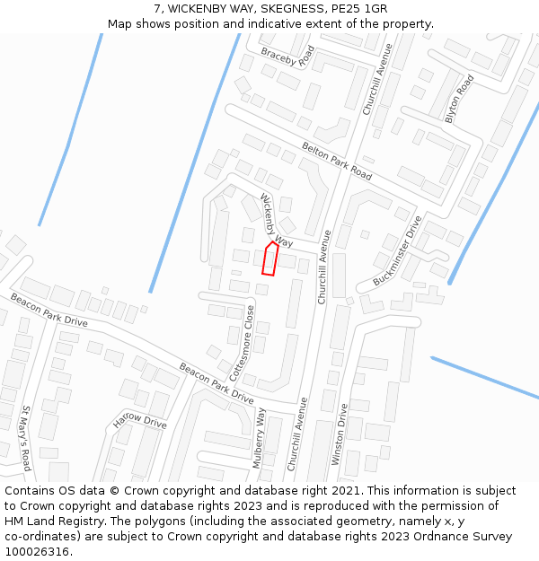 7, WICKENBY WAY, SKEGNESS, PE25 1GR: Location map and indicative extent of plot