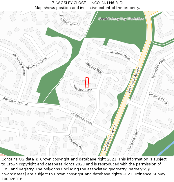 7, WIGSLEY CLOSE, LINCOLN, LN6 3LD: Location map and indicative extent of plot