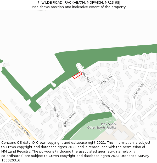 7, WILDE ROAD, RACKHEATH, NORWICH, NR13 6SJ: Location map and indicative extent of plot