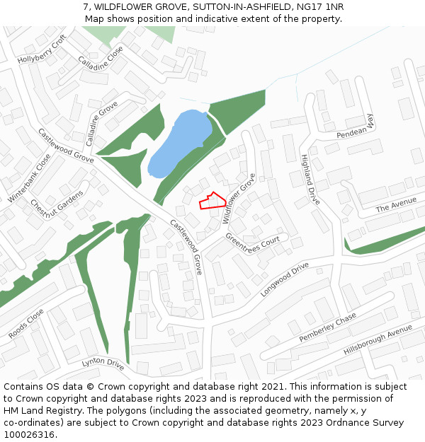 7, WILDFLOWER GROVE, SUTTON-IN-ASHFIELD, NG17 1NR: Location map and indicative extent of plot